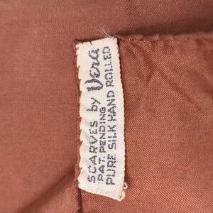 Vintage 60s Vera Silk Scarf Brown Hand Rolled Edges Square 16"